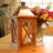 Natural with Copper Roof Wooden Lantern with Battery Operated Candle
