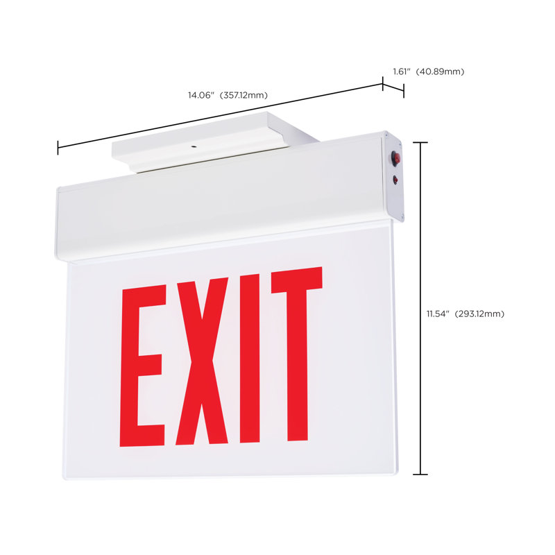 Enseigne de sortie Edge éclairée, boîtier blanc approuvé 120-277 V, support de surface simple