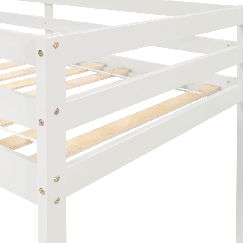 Lit mezzanine avec escalier, blanc