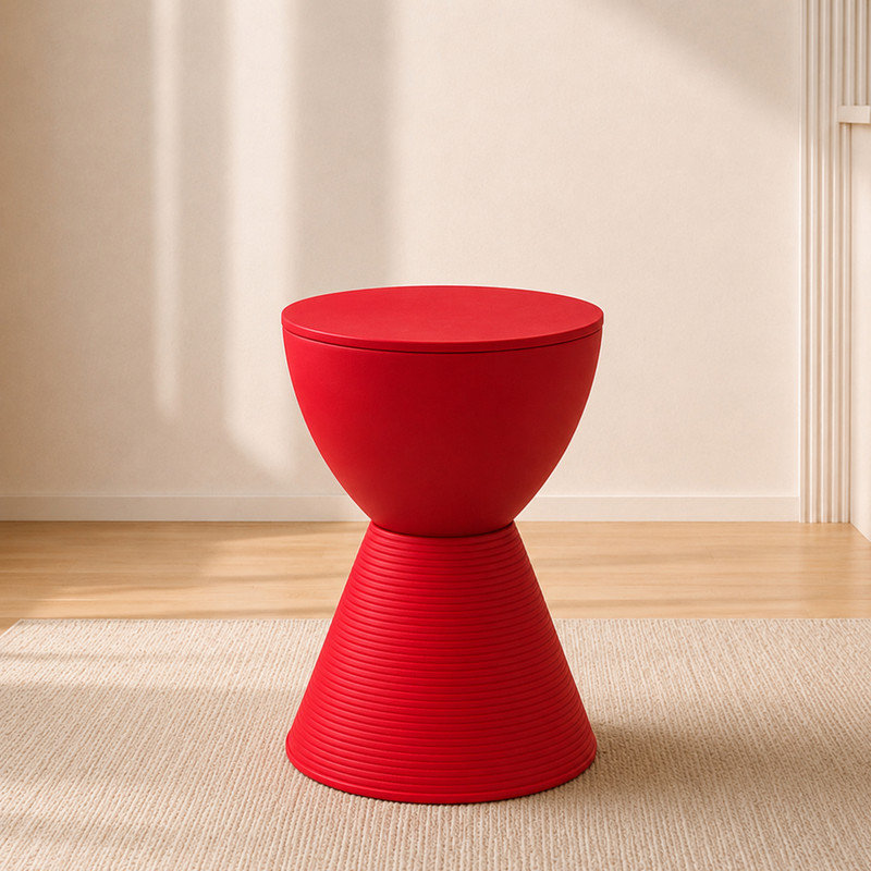 Durant Modern Hourglass Drum End Table with Removable Storage Lid, Indoor Outdoor Side Table & Small Patio Stool, No Assembly Lightweight Accent Table