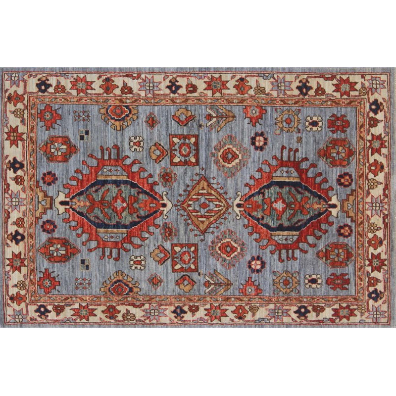 Traditional One-of-a-Kind Rectangle 3'3" x 5' Rectangle Wool Area Rug in Blue and Red