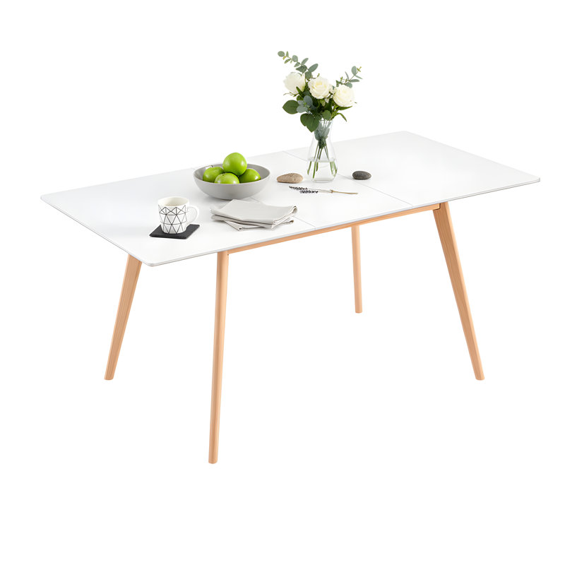 Extendable Beech Solid Wood Base Dining Table