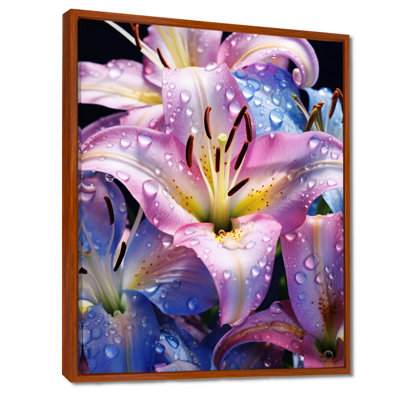 Magenta Lily Flower Morning Dew Droplets II - Lily Wall Art Print