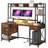 Screven 59" Computer Desk with Display Storage Shelves and Colorful LED Light-804647570