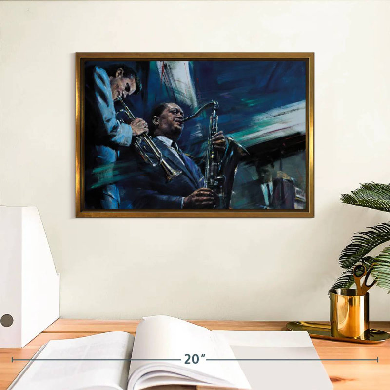 Bleu froid, Cadre flottant doré, 13 po x 9 po