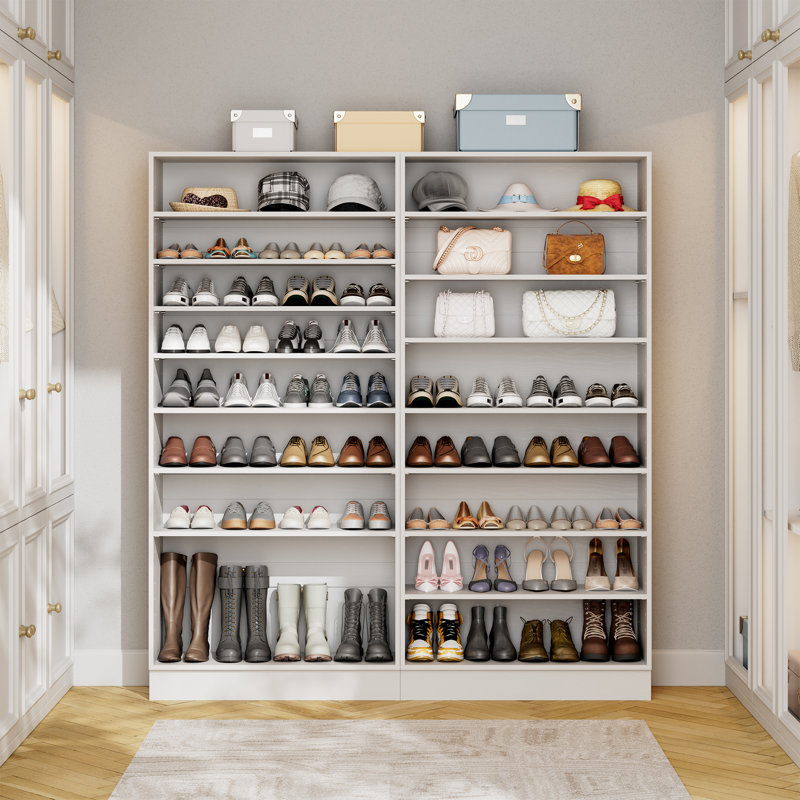 40 Pair Shoe Cabinet with Adjustable Shelves, White
