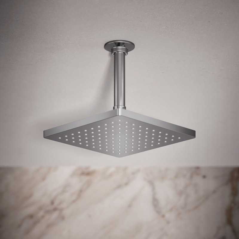 Honesty 8" Single-Function Wall or Ceiling-Mount Square Rainhead, Square Rain Showerhead 1.75 GPM, Polished Chrome