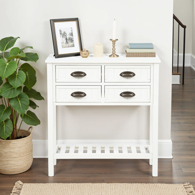 Bailey Bead Board Four-Drawer Console Table with Shelf by August Grove