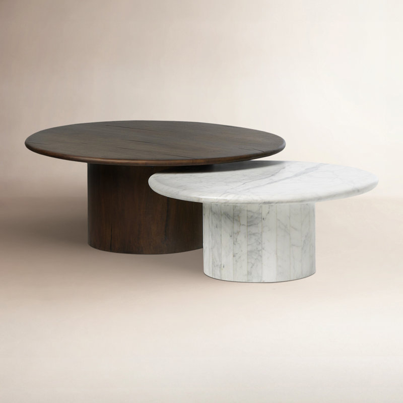 Tables basses Brennan, Marbre blanc Calacatta / blanchi vieilli en Belgiq