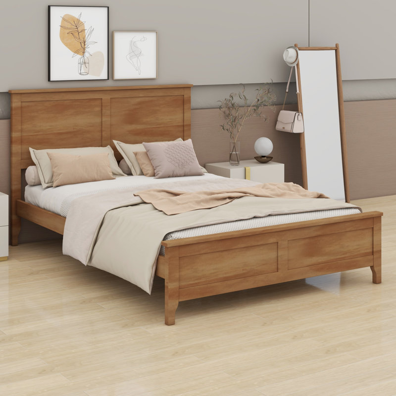 Lit plateforme simple en bois avec lattes de bois robustes, aucun sommier requis