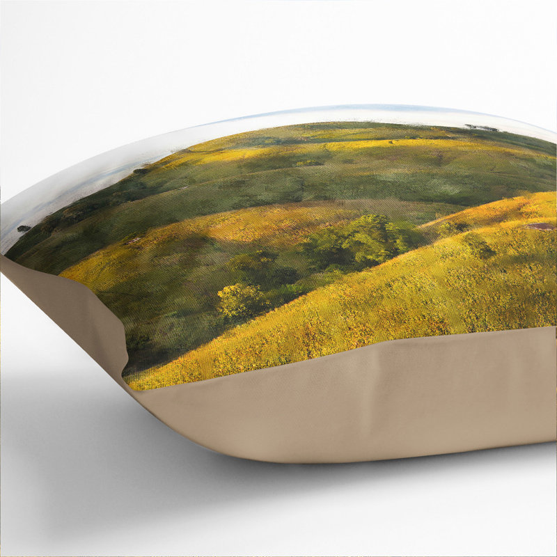 Rolling Hills in Phrae Thailand Painting Scatter Cushion, 40cm H x 40cm W x 15cm D, Stone