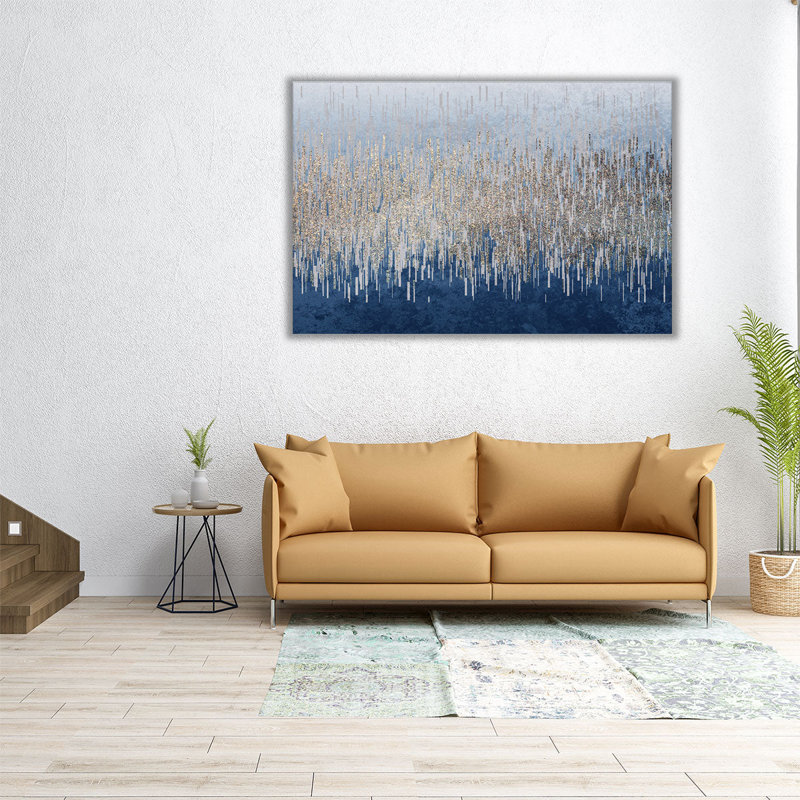 Vagues de bleu - reproduction d'art sur toile, H 32 po x l 48 po