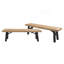 Banc d'extérieur avec panneau à lattes et cadre en bois d'acacia (ensemble de 2), naturel et gris