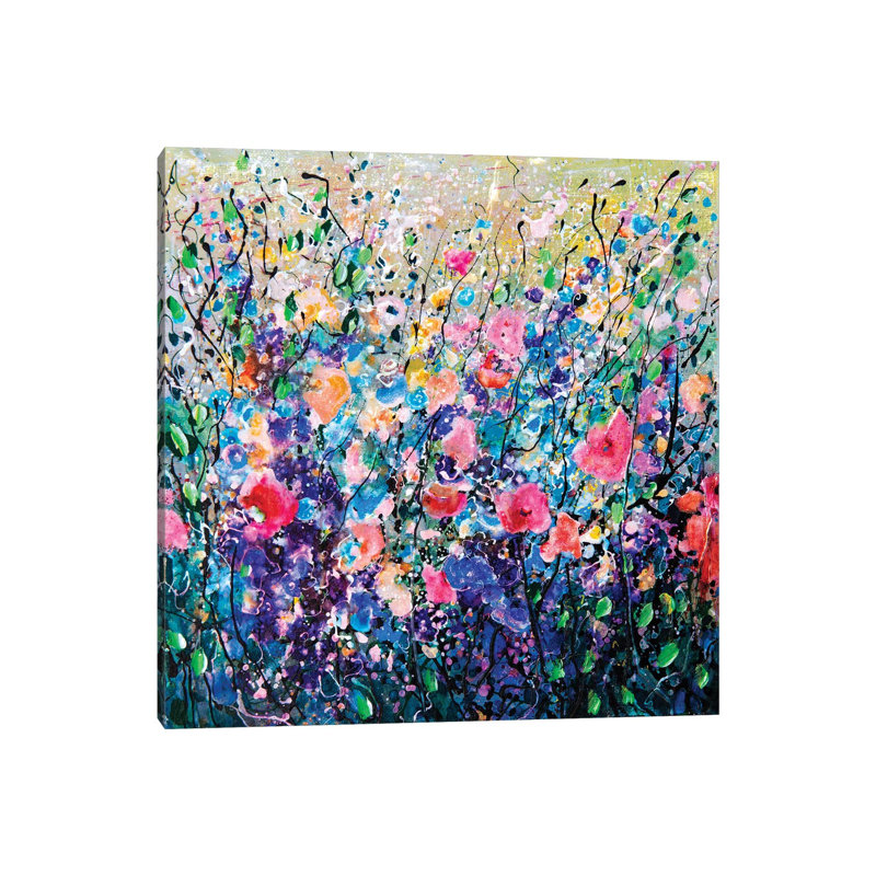 Colourful Flowers Painting - Wrapped Canvas Painting, 45.72 cm H x 45.72 cm W x 3.175 cm D