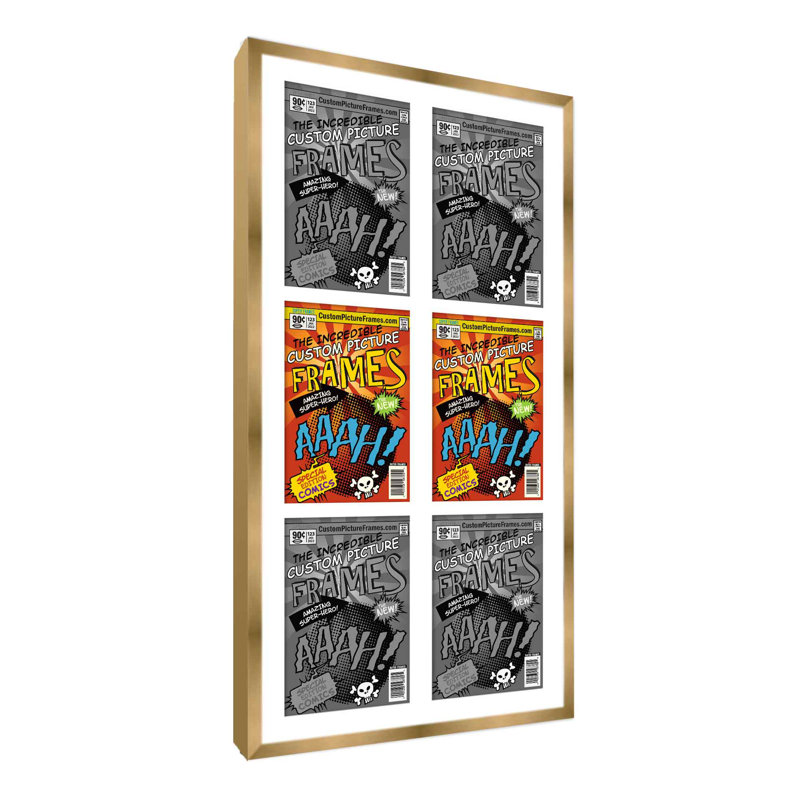 Wood Picture Frame with Mat, Gold/White, 7.25" x 10.5", 20" x 38.5"