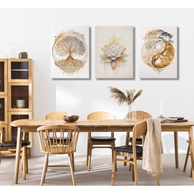 Tree Of Life Canvas Wall Art Lotus Zen Painting Picture Wall Decor Abstract Yin Yang Fall Art Poster Print Artwork For Living Room Yoga Room Hotel Bedroom Home Decoration