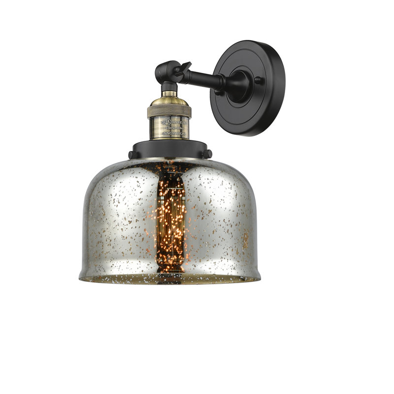 Handley Glass Semi Flush Mount, No Bulb Included, Black Antique Brass, Silver Mercury