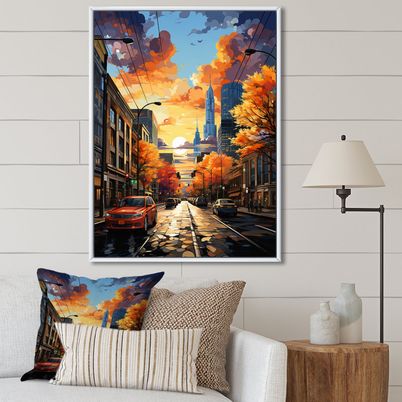 City Minneapolis Popart II sur toile, H 40 po x l 30 po x P 1,5 po, Cadre flottant blanc