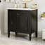 Meuble-lavabo 30 po avec lavabo, deux portes avec tablette, charnières de porte à fermeture en douceur, style rétro, noir-866119897