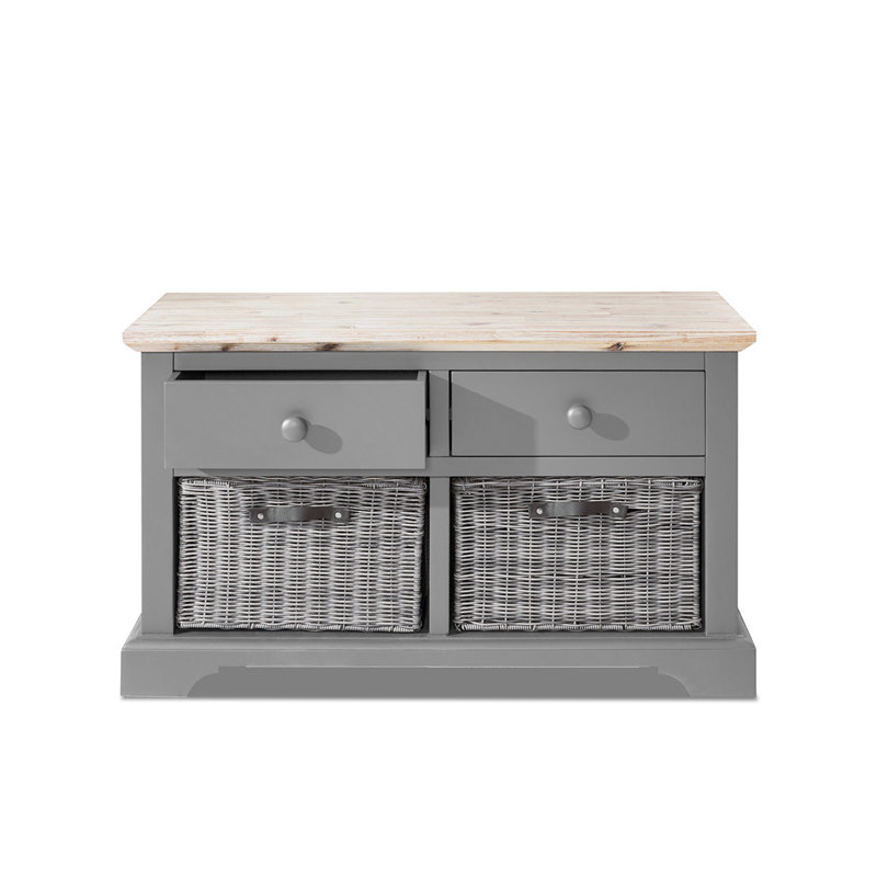 Doria Solid Wood Storage Bench, Dove Grey