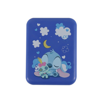 Impressions Vanity Stitch Sweet Dream Mini Travel Compact Mirror With Lights, 2X Magnifying Mirror Top, Disney Angel Artwork, Tri Tone LED Lighting, Auto Shut Off, Portable Lightweight Design