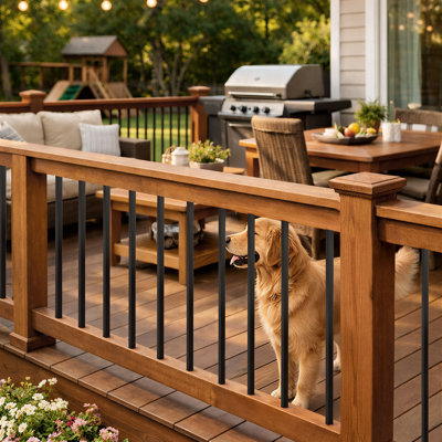 Deck Balusters, 3/4 in Square x 26 in Long Aluminum Railing Spindles, Hollow Metal Decking Stair Balusters with Connectors, Screws, for Deck, Porch & Staircase Railing Fence, Black