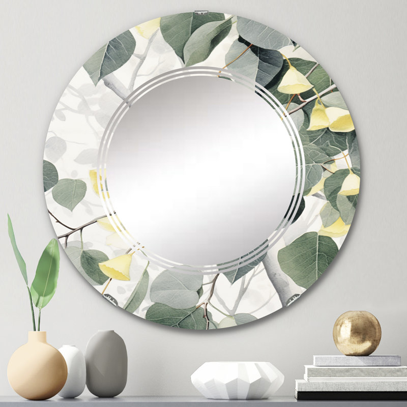 Anacapo - Floral Wall Mirror Round, 24 po x 24 po