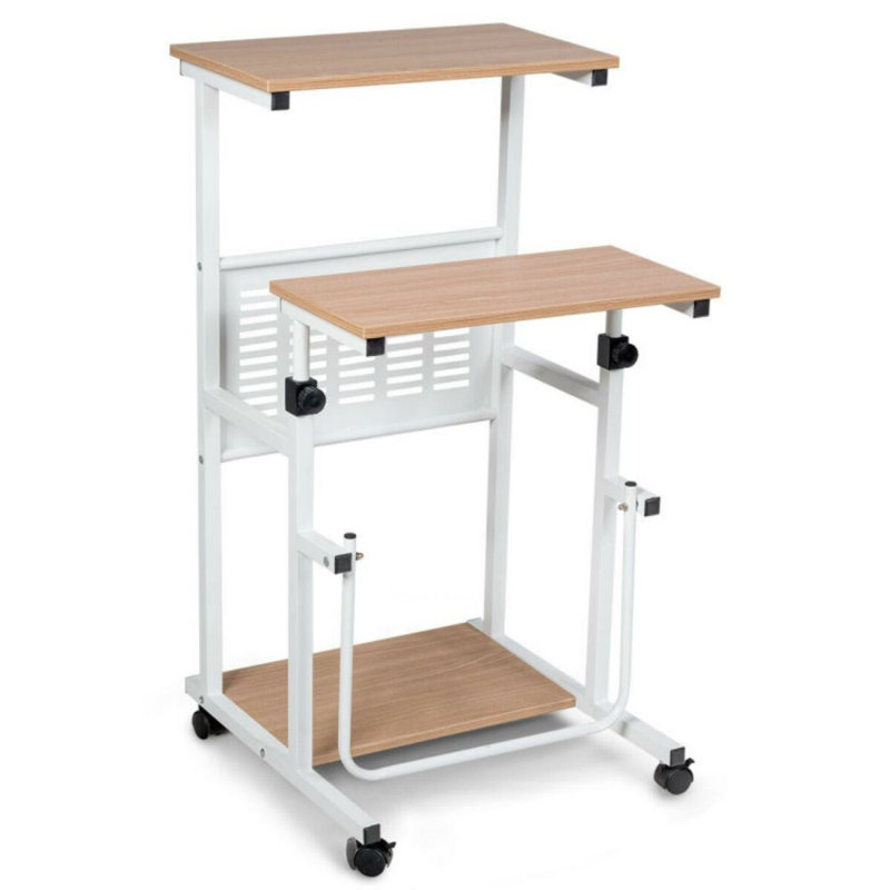 Bureau d'ordinateur mobile réglable en hauteur avec 2 modes