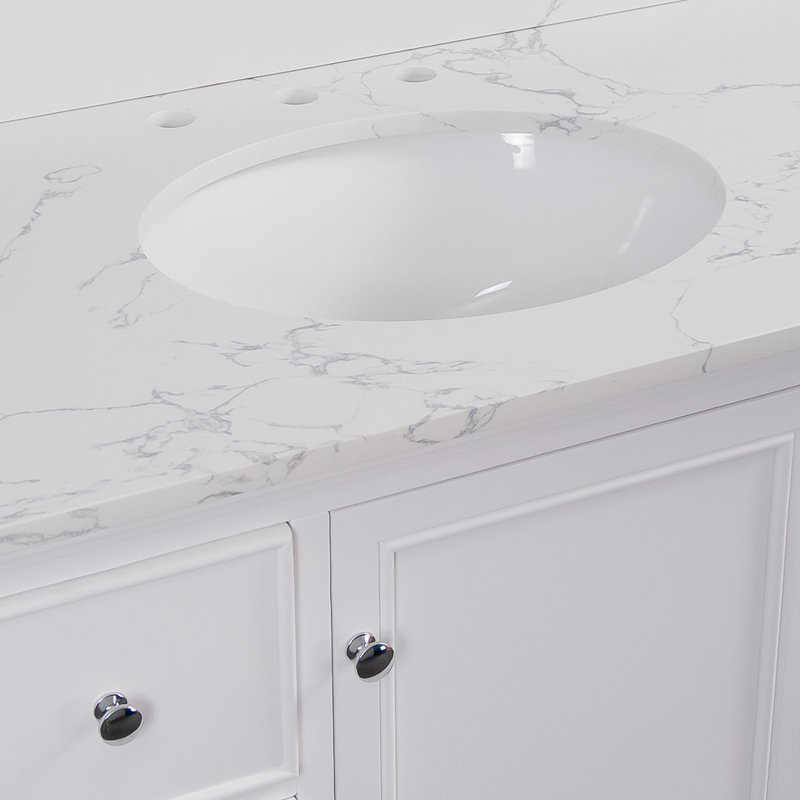 Ensemble de meuble-lavabo simple 42 po Ferdinand, Blanc, Marbre d'ingénierie