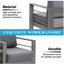 Ensemble de conversation 4 pièces pour patio moderne en aluminium 4 pièces, canapé d'extérieur 5 places avec coussins épais gris foncé et structure grise et table basse-1924879652-1924879649