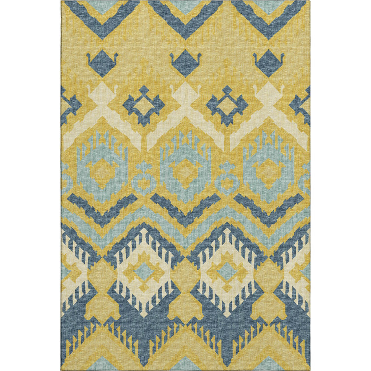 Premium Machine Washable Alliah AMF108 Yellow Rug