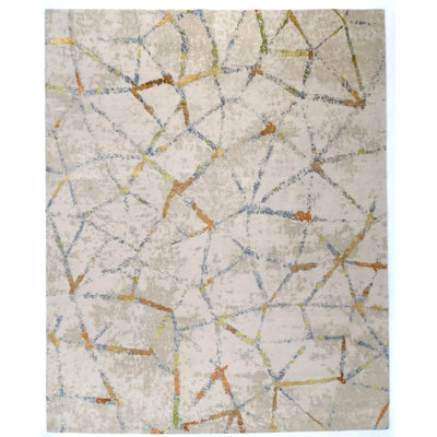 Taar Hand-Knotted Modern Rug, Wool & Silk, Abstract Design, 9' x 12'