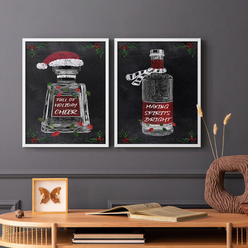 «Holiday Spirits I», reproduction encadrée de qualité supérieure - prête à être accrochée - aucun clou requis - aucun clou requis