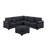 4Pc Sectional Set Matching Pillow Cocktail Ottoman Corner Wedge Right And Left Arm Loveseat Corduroy Upholstered Black Finish Primary Living Room-969939650
