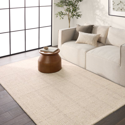 Tapis rayé taupe / crème fabriqué à la main Vibe par Union Rustic Lodi