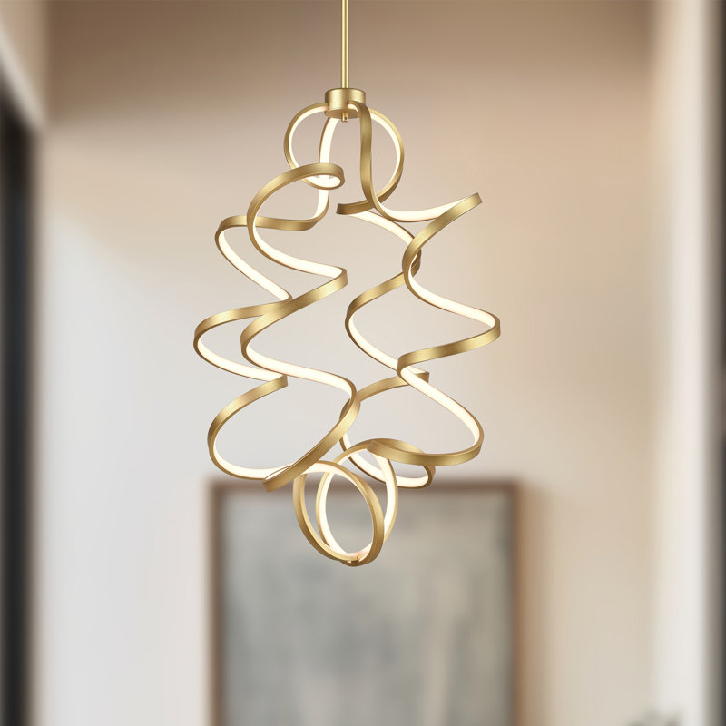 Synergy 1 - Light LED Unique/Statement Pendant, Antique Brass, 34.625" H x 23.625" W x23.625" D