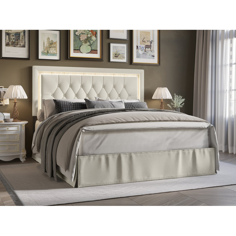 Epworth Upholstered Platform Bed, Warm Gray, Queen