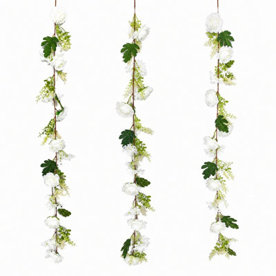 5.9FT Artificial Peony Flower Garland - Silk Peony Garland With Purple White Flowers For Wedding Party Table Decoration