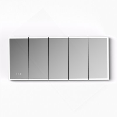 LED Lighted Medicine Cabinet With Mirror, 96*40Inches Bathroom Mirror Cabinet With Lights,Recessed Or Wall Mounted, 3 Color Temperaturesanti-Fog