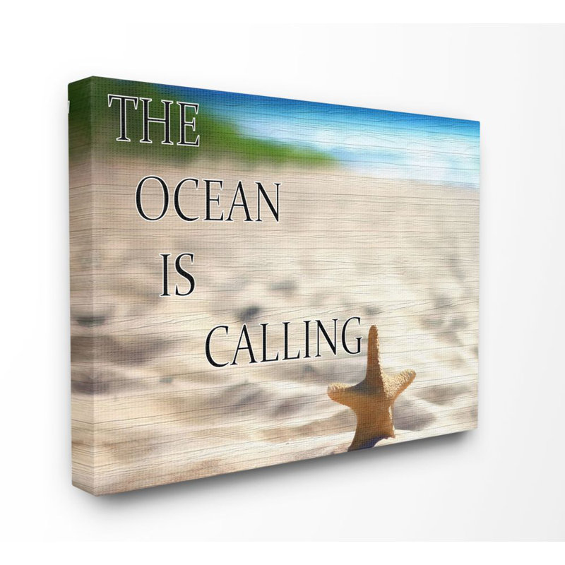 «Ocean Calling Inspirational Word Beach Coast Photo», impression sur toile, H 16 po x l 20 po, Toile tendue