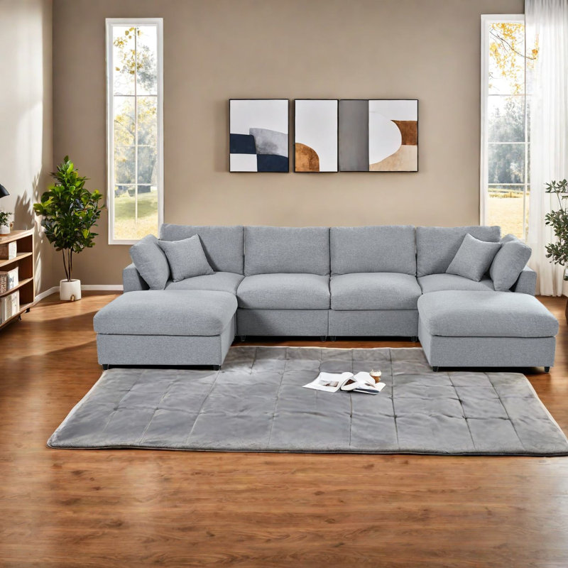 Grand canapé modulaire modulaire en chenille de 128 pouces pour la maison