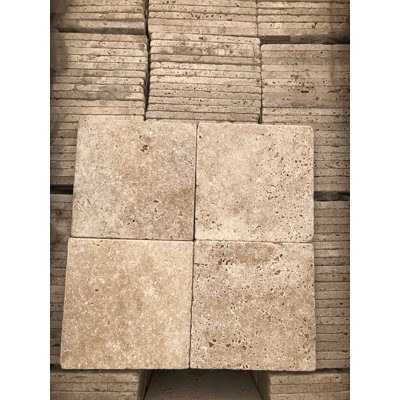 Walnut Travertine Tumbled Wall and Floor Tile 4x4"
