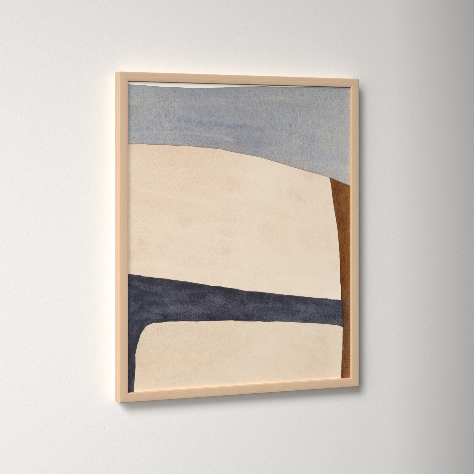 Divided By Blue 1 by Julia Balfour, White Framed, 25" H x 20" W x 1.25" D, Brown