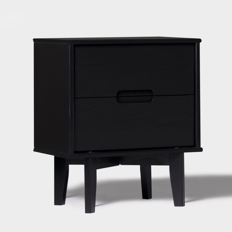 Ulti Solid Wood Bedside Table, Black