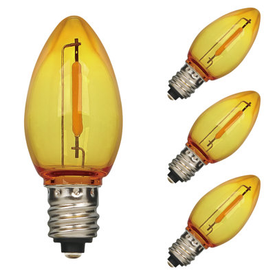 0.6 Watt (7 Watt Equivalent) Yellow C7 Omni Filament LED Light Bulb Candelabra (E12) Base, 4-Pack