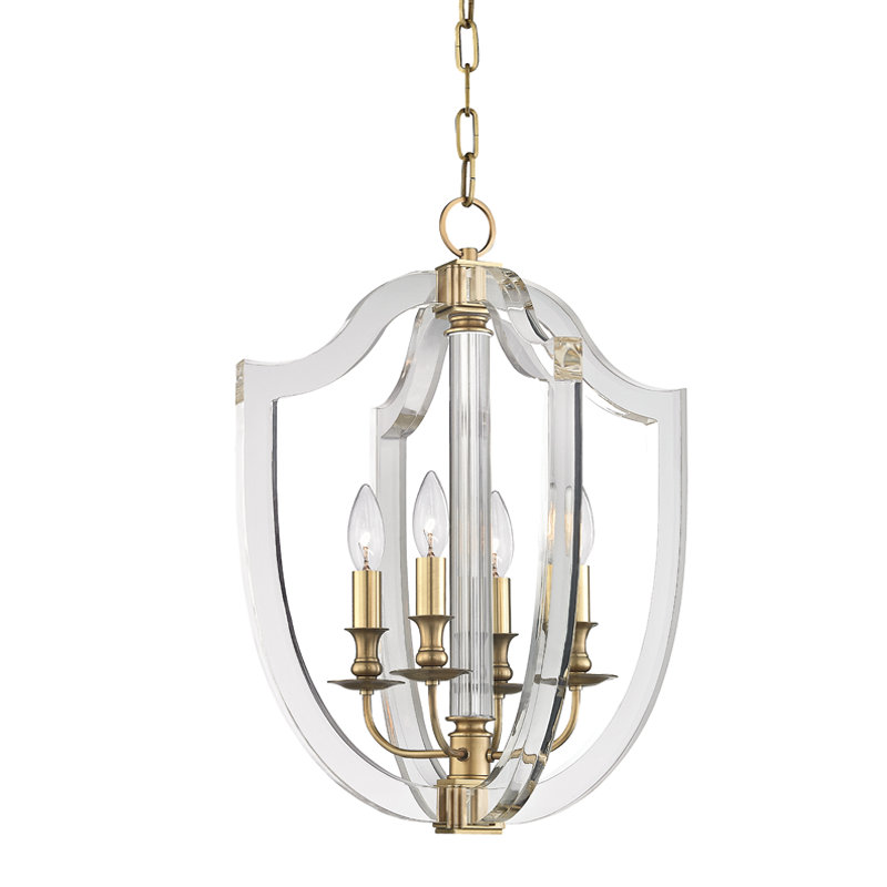 Arietta 4 - Light Chandelier, Aged Brass, 22" H X 16.5" W X 16.5" D