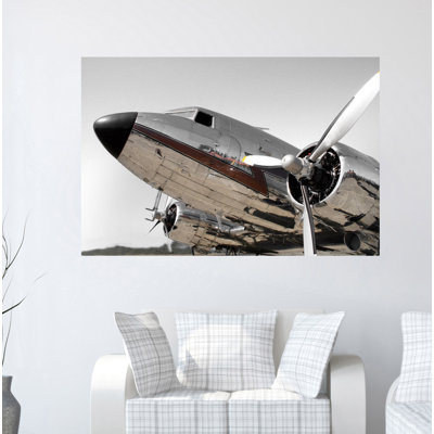Chrome Aircraft Frameless Tempered Glass Wall Art - 40" x 60"