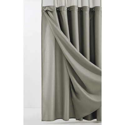Sheer And Grid Shower Curtain And Liner Set