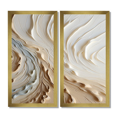 White And Gold Champagne Flow - Champagne Canvas Prints, Beige Food Wall Art Set Of 2