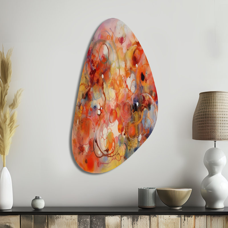 Orange orange rouge marbré Dreamscape II - décoration murale géométrique de forme irrégulière, reproduction d'art asymétrique moderne